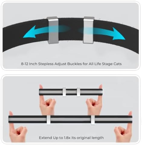 AirTag Cat Collar, Ultra Elastic Cat Tracker Collar (Reflective Black) | Compatible with Apple Air Tag Holder, Lightweight, Scratch Resistant, Stepless Adjustable Pet Tracking Collars for Cat Kitten