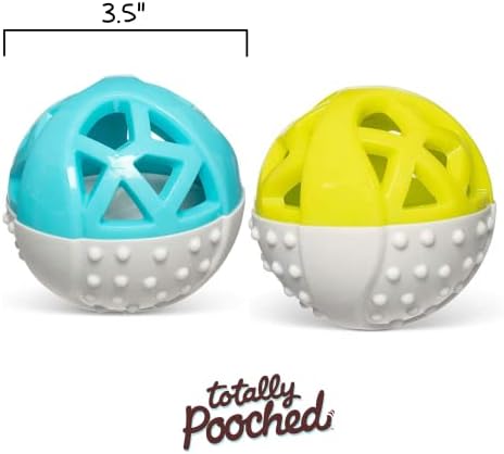 Messy Mutts Totally Pooched Catch n Squeak Ball, 3.5 Inch, Grey/Teal