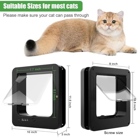 Smart Pet Door with Sensor Collars and Remote Control for Cats and Small Dogs - Automatic Entry Solution