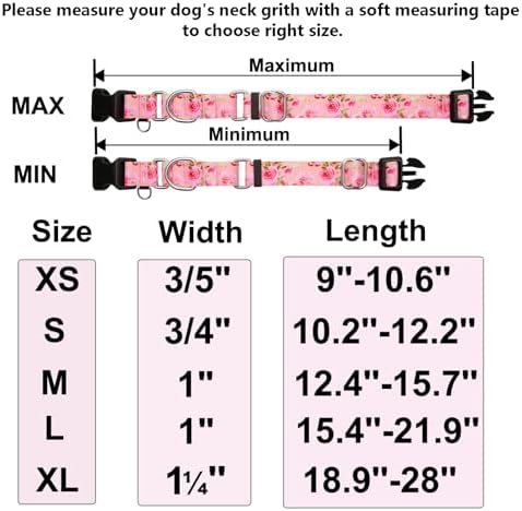 Martingale Collar for Dogs with Buckle Pink Floral Dog Collars No Pull Cute Girl Female Dog Collar for Large Dogs, Watercolor Pink Rose