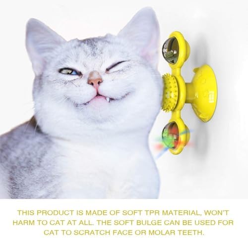 GBSYU Interactive Windmill Cat Toys with Catnip : Cat Toys for Indoor Cats Funny Kitten Toys with LED Light Ball Suction Cup‖Cat Nip Toy for Cat chew Exercise