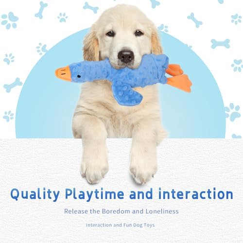 Stuffed Chew Large Dog Toys to Keep Them Busy, for Small, Medium, & Large Dogs, Squeaky Pet Toy for Boredom, Blue Goose