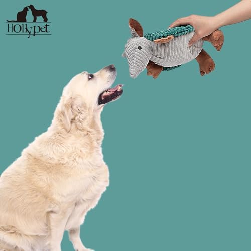 Hollypet Armadillo Squeaky Dog Toys for Medium Large Dogs, 10"