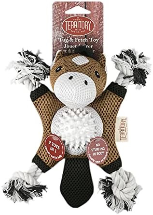 Territory 2 in 1 No Stuffing Removable Fetch Ball Tug Dog Toy for Small Medium Large Dogs, Horse