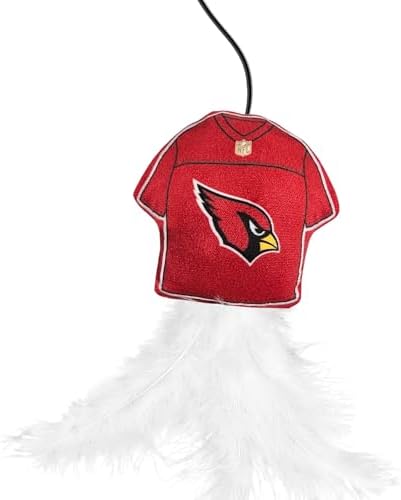 Pets First NFL Arizona Cardinals Team Jersey Wand with CAT NIP, Cat Toy Jersey Shaped Plush Teaser Toy for Cats & Kittens - Interactive Pet Toy for Play & Exercise