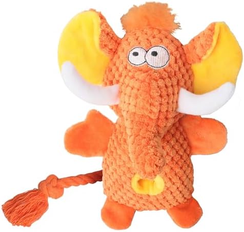 Sunset Pup Orange Elephant Snuffle Plush Squeaky Dog Toy with Crinkle Sound | Treat Dispensing | Chew-Resistant Toy for Puppy Teething & Tug of War | for Light & Moderate Chewers | Interactive Play!