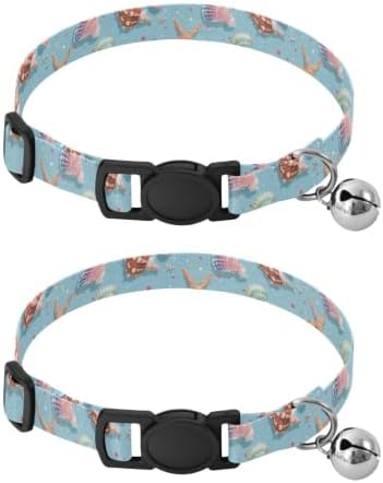 Cute Starfish Blue Cats Collar 2 Pack Pet Collars for Cats Adjustable Length 10.6" to 17.1"