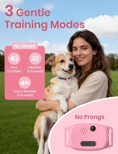 No Shock Dog Training Collar, Vibrating Dog Collar with Remote 2800Ft, Vibration Collar for Small Medium Large Dogs - No Prongs (Black)