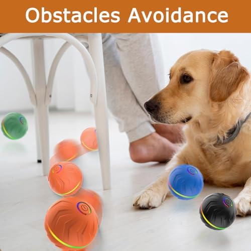 Interactive Dog Toys Dog Ball,Anti Boredom Dog Toys,Durable Motion Activated Automatic Rolling Toys for Small/Medium Dogs,Moving Ball for Dogs to Keep Them Busy,Dog Bows,Fruity Plush Covers(Black)