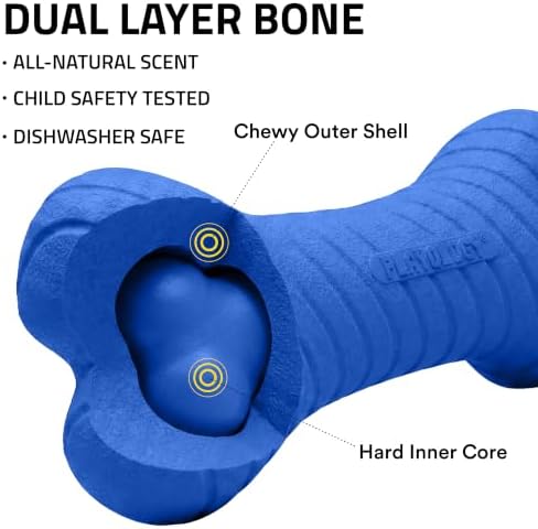 Playology Dual Layer Bone Dog Chew Toy - Jumbo, Hot Dog Scent
