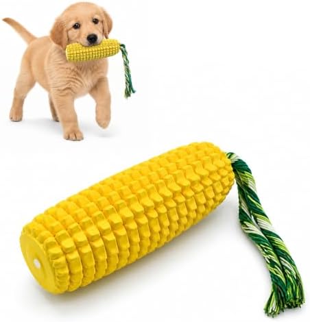 Corn-Shaped Dog Chew Toys for Aggressive Chewers, Tough Durable Squeaky Puppy Teething Toys, Interactive Dog Toys for Small Medium Large Breed Dogs for Anxiety Relief