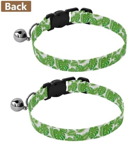 Tropical Leaf White Dog Collar 2 Pack Pet Collars for Cats Adjustable 10.6 to 17.1 Inches