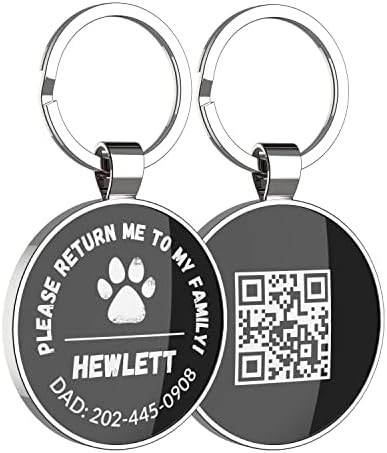 QR Code Dog Tag -On Pet ID Name Tag for Dogs, Cats & Horses – Custom Personalized Noiseless Tag with Jingle-Free Fit & Online Profile Display