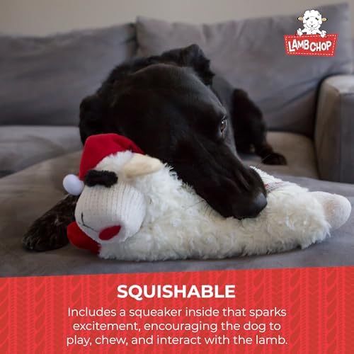 Multipet Lamb Chop Dog Plush Toy w/Easter Bunny Ears - Squeaky Toy for All Dogs - Extra Soft Plush - Stuffed Animal for Cuddling & Playing (6”, Cream/Pink)