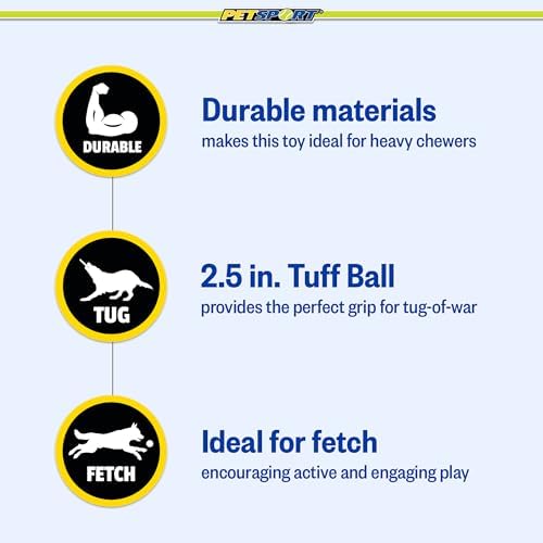 PetSport Fling Thing Dog Ball on Rope Toy, 12" Tennis Ball Rope for Fetch and Tug of War - 2.5" Tuff Ball with Non-Abrasive Felt, Non-Toxic, Durable Toy for Small and Medium Dogs