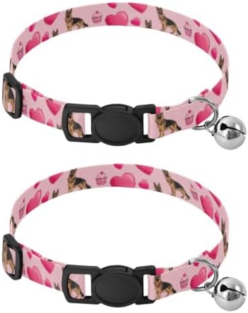 German Shepherd Dogs Pet Collars for Cats, 2 Pack Cat Collar Breakaway with Bell