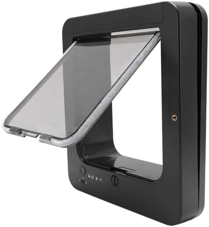 Microchip Cat Door, Automatic Unlocking Weatherproof (Black +