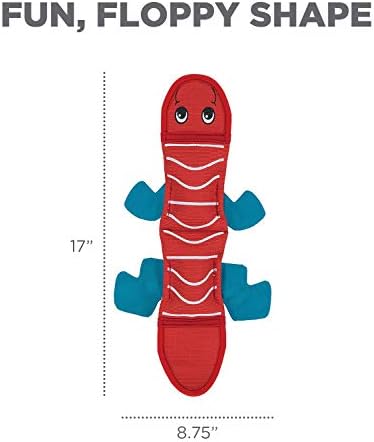 Outward Hound Fire Biterz Red Lizard Plush Firehose Material Interactive Dog Toy, Medium