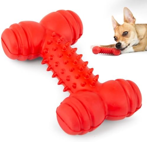 Jeffers Pet Natural Rubber Dog Chew Toy – Red Bone with Dental Teeth, Small – Vanilla Scent, Durable, Non-Toxic, Dishwasher Safe, Interactive Fetch & Tug Toy - Perfect for Training