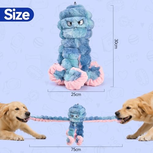 LIFLIX Squeaky Octopus Dog Toy, Large Soft Plush Toy for Indoor Dogs, Interactive Dog Toy to Keep Them Busy, Not for Aggressive Chewers, Blue