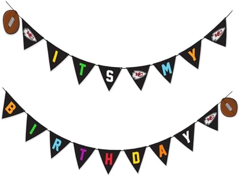 NFL Kansas City Chiefs Birthday Party Banner Licensed Football Team Dog & Cat Birthday Decoration, NFL Dog Birthday Party Set and Costume, Football Fan Pet Party Supplies, Team-Themed Pawty Celebration Backdrop for Birthday Photos