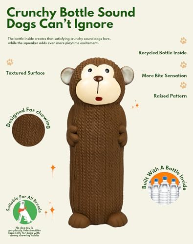 Deeow Monkey Latex Dog Toy with Unique Squeaker for Cuddling Puppy Teething
