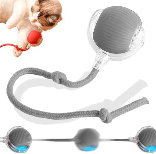 Interactive Rolling Dog Ball, 2024 New Self Dog Toys Interactive Cat Toys Automatic Cat Toy Self Moving Dog Toys, 360° Smart Automatic Rolling Ball Toy Electric Dog Balls for Dog/Cat (Gray)