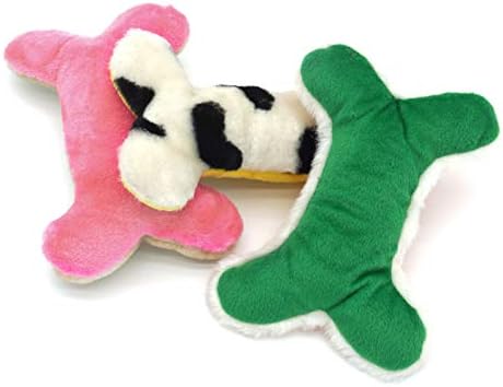 JKW Squeaky Plush Dog Toy Set, 3 Pack Interactive Pet Toys, Chew Toys for Small Medium Large Dogs (Bone 3 Pack)