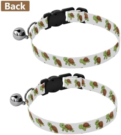 Cute Cartoon Turtles Kitten Collar with Bell 2 Pack Small Dog Collar Adjustable Length 10.6" to 17.1"