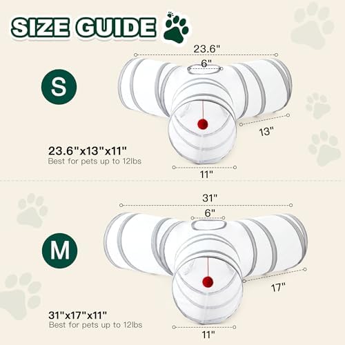 Love's cabin Cat Tunnel for Indoor Cats, 3-Way Collapsible Play Tunnel