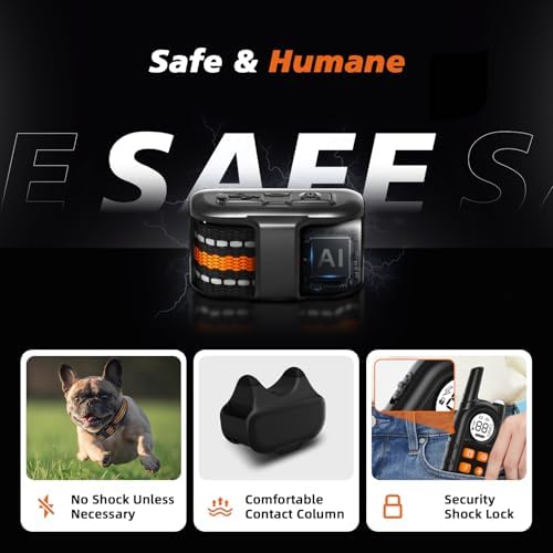 Ultra Compact Dog Shock Collar, Lightest Dog Training Collar with Remote for Small Dogs 5-30lbs & Medium Dogs/Puppies, Waterproof, Rechargeable, 1300ft Range(Orange&Small)