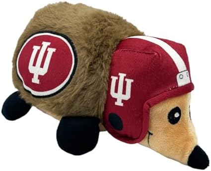 NCAA Indiana Hoosiers Plush Hedgehog Toy for Dogs & Cats, Cool Soft Pet Toy for Fun and Interactive Play, Dog Chew Toy with Squeaker, Licensed Hot Pet Toy