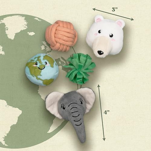 Premium Plush Cat Toy - Earth Animals 5-Pack Cat Toy, Eco Friendly