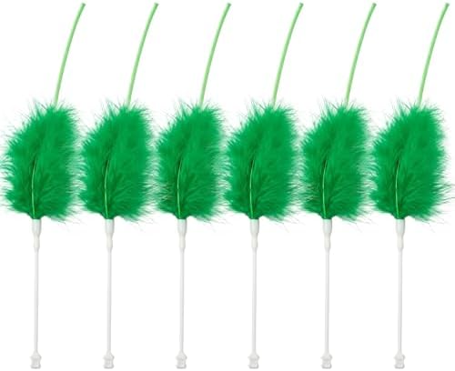 6-Pack Replacement Feathers for Hide and Seek Interactive Cat Toy, Upgraded Durable Wand Attachments Compatible with Umosis and Sofolor Automatic Kitten toys, Moving Feather Refills for Indoor Cats