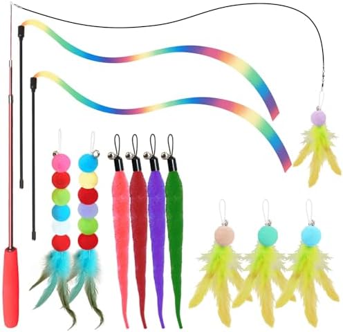 Cat Toys for Indoor Cats, 13 Packs Interactive Cat Wand Toy Set