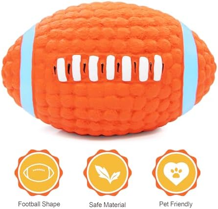5.2” Squeaky Dog Toy Football, Rugby Shape Interactive Dog Balls for Medium and Large Dogs, Durable Dogs Balls for Chewing and Training (Large,1 Pcs)