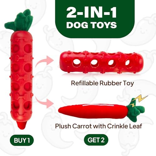 Fida 2-in-1 Puppy Teething Toys, Natural Rubber Chew Toys for Dogs, Chilly
