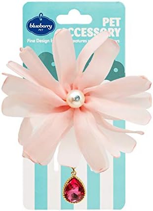 Blueberry Pet Pretty Accessory Set of Floral Collar Slide Hair Clip and Pedant for Dogs & Cats, Flower Decor and Pink Waterdrop Pendant