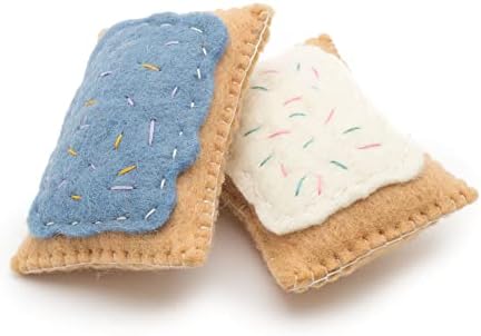 Glaciart One Wool Pop Tart Cat Toy Set with Catnip (2PCS) | for Interaction & Boredom Relief, Encourages Cats to Exercise & Play | Filled w/Organic Catnip to Help Sooth or Reduce Anxiety
