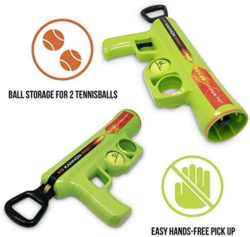 Hyper Pet MINI K9 Kannon Dog Ball Thrower Launcher for Small Dogs (Small Breeds Up To 20 Pounds), Includes 1 Hyper Pet 2 Inch Tennis Ball (Smaller than Regular Tennis Ball)