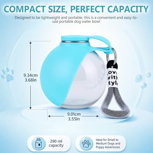 2 in 1 Portable Dog Water Bottle Tumbler, 10oz Stainless Steel (Pink)