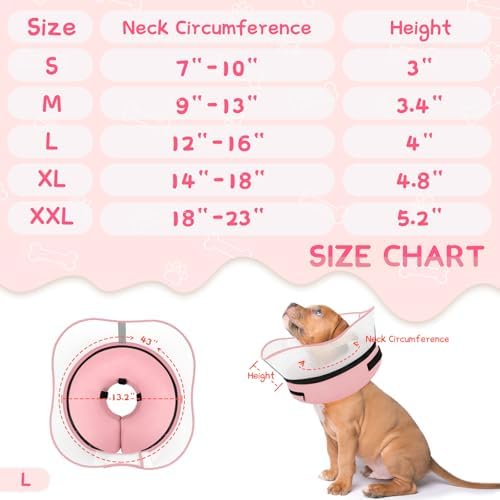 Supet Raised Inflatable Dog Cone Collar to Stop Licking, Soft Dog Cone Alternative After Surgery, Pet Neck Donut Collar for Small Medium Large Dogs