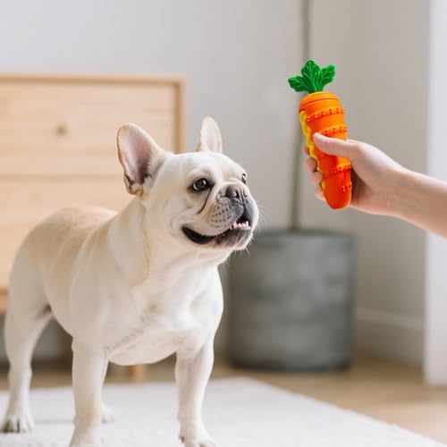 Durable Carrot Dog Toy, Silicone Treat Dispensing Chew Toy
