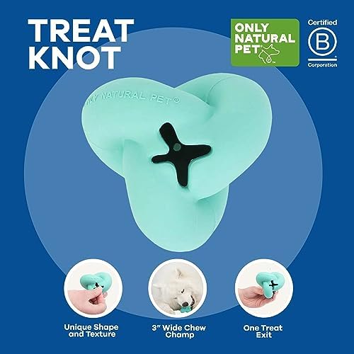 Only Natural Pet Rubber Boredom Buster Treat Stuffer Dog Toys - Interactive Stuffable Feeder Dispenser Fillable Durable Play Puppy Medium Large XS Chew Pup Hide Holder Easy Refill -TreatKnot/Teal