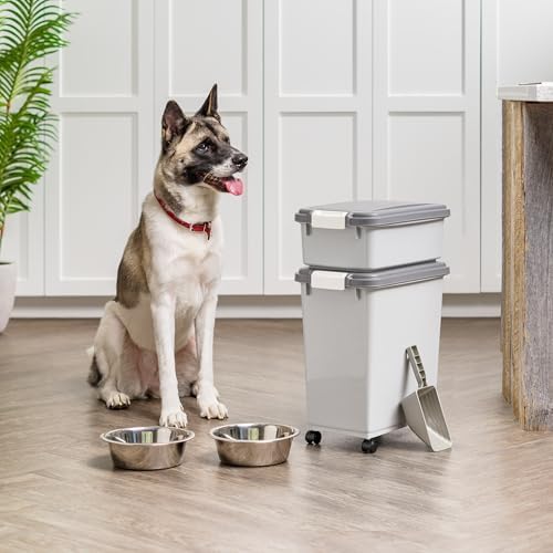 IRIS USA Dog Food Storage Container, Up to 30+11 lbs, Gray/Dark Gray