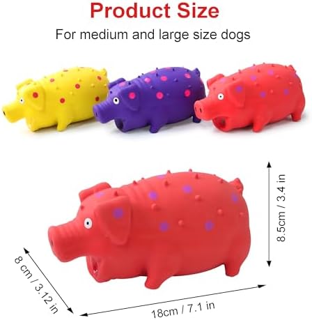 Squeaky Pig Dog Toys, Interactive Durable Latex Rubber that Oink Pig Chew Toy for Small Medium Large Dogs 3 Pack