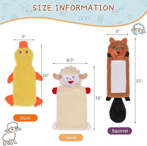 SCENEREAL Fall Thanksgiving Stuffless Dog Squeaky Toys for Medium Large Dogs, 3 Pack Holiday Halloween Pet Crinkle Toy with Squeaker for Puppy Chew, Interactive Dog Plush Toys Gift for Boy Girl