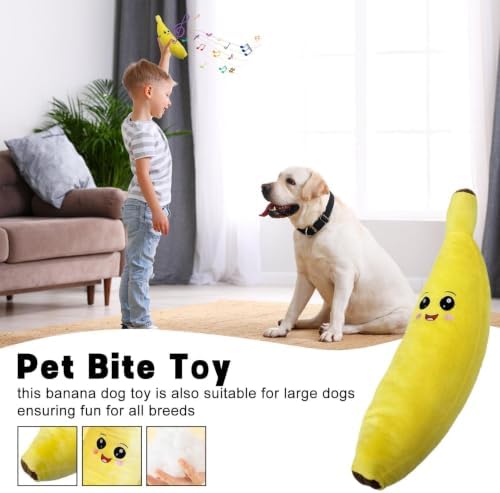 Plush Banana Dog Toy-Squeaky Soft Cotton Chew,Interactive Puppy Play Toy