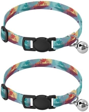 Motorbike Riders Collars for Cats, 2 Pack Kitten Bell Collar