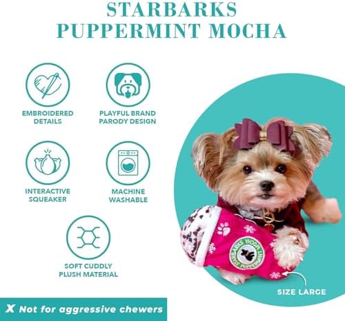 Haute Diggity Dog Starbarks Puppermint Mocha Plush Dog Toy Drink Parody Toy